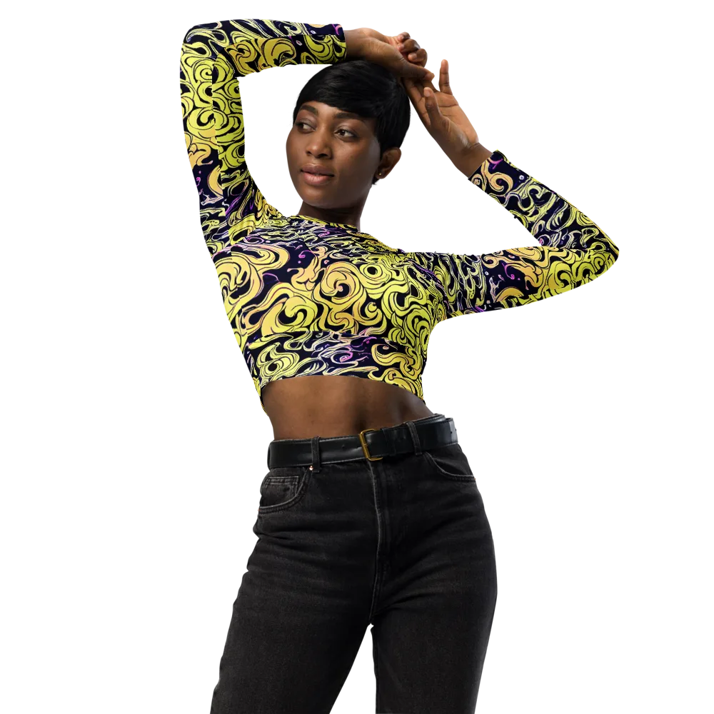 Lucid Swirl on Long Sleeve Crop Top — Front