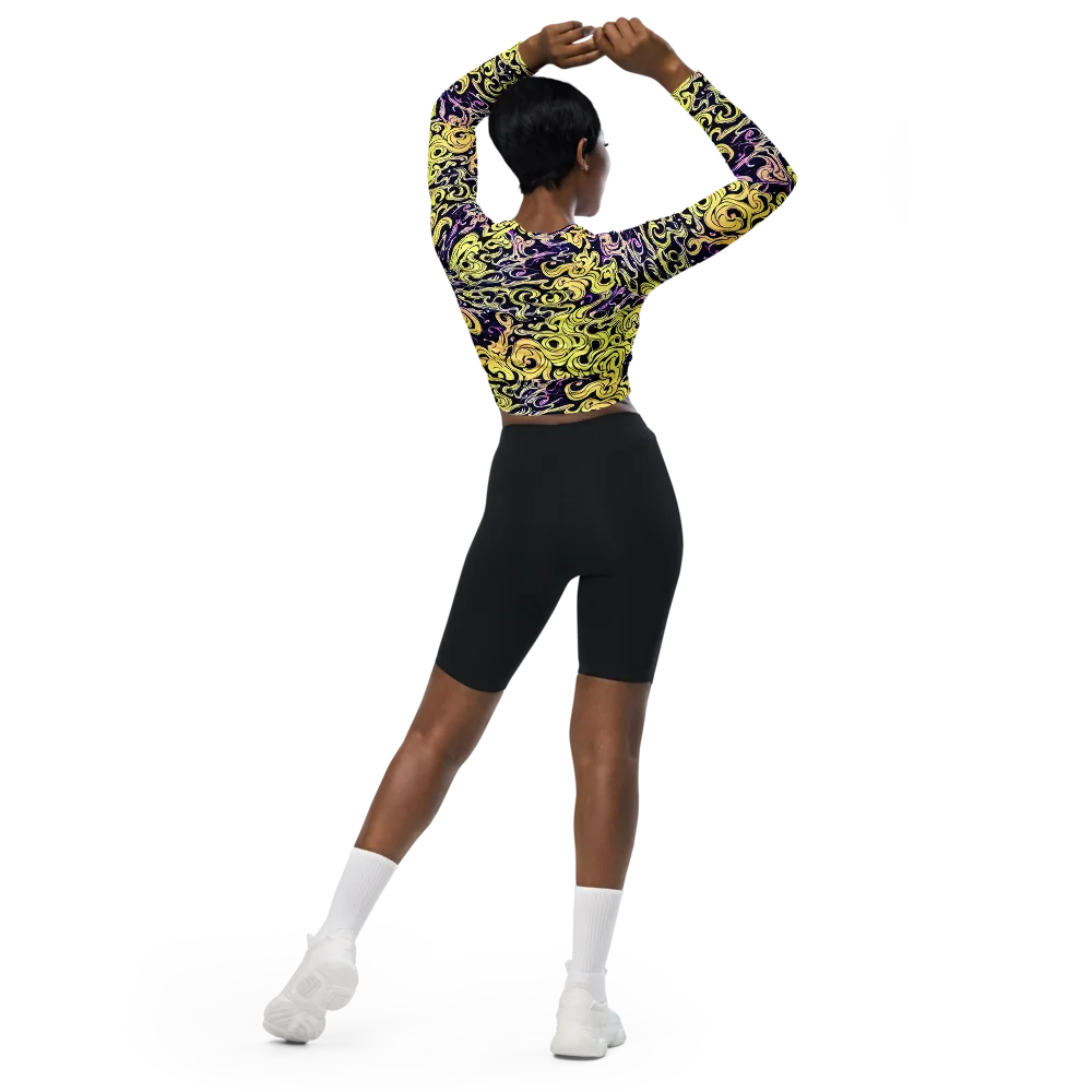 Lucid Swirl on Long Sleeve Crop Top — Back