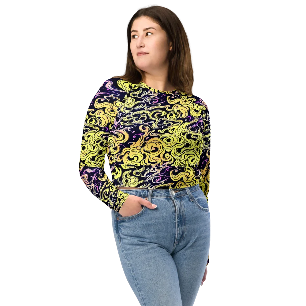Lucid Swirl on Long Sleeve Crop Top — Front