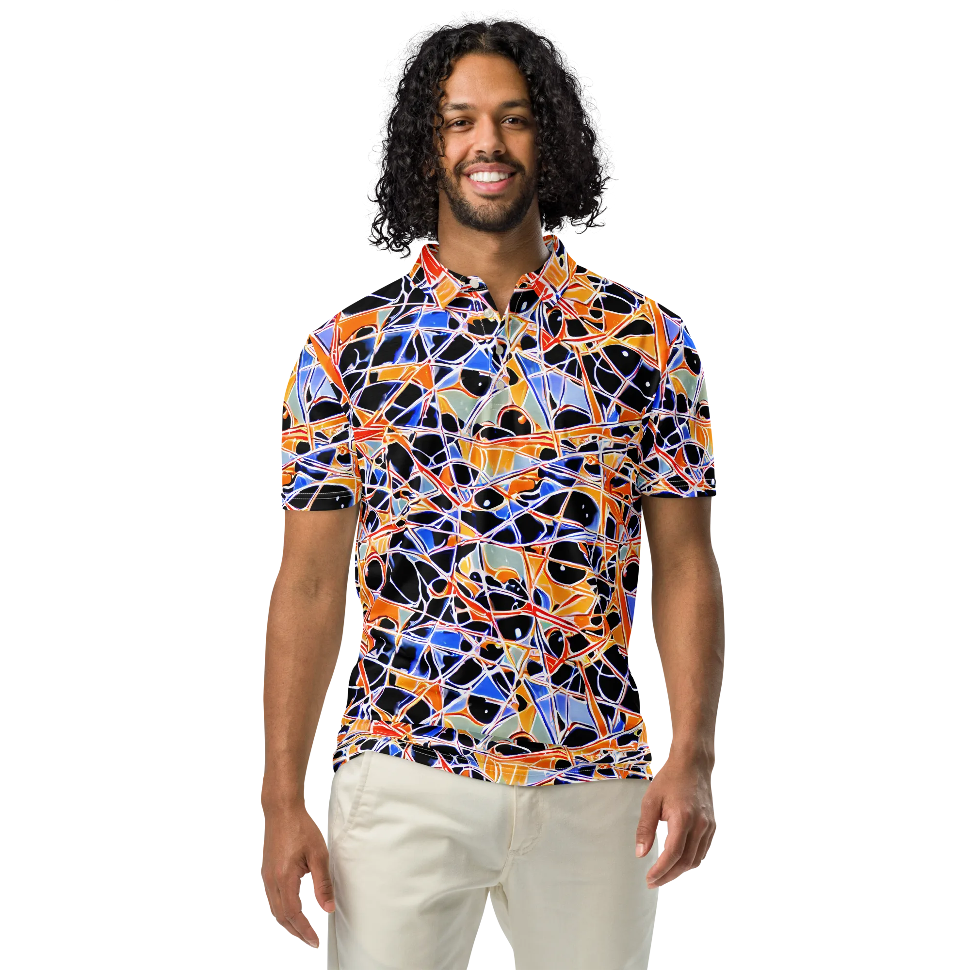 Static Eclipse on Men's Slim Fit Polo Shirt — Front