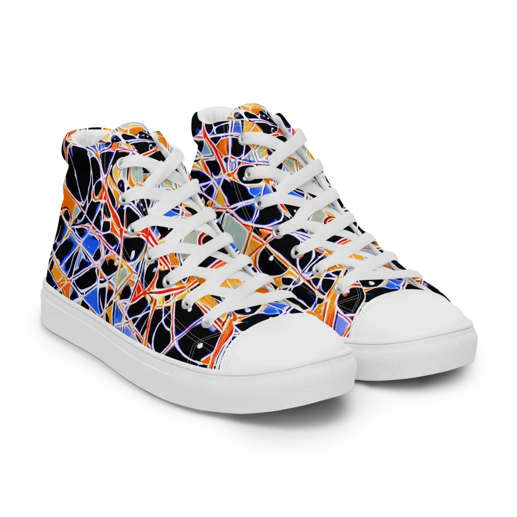 Static Eclipse on Men's High Top Canvas Shoes — Right Front