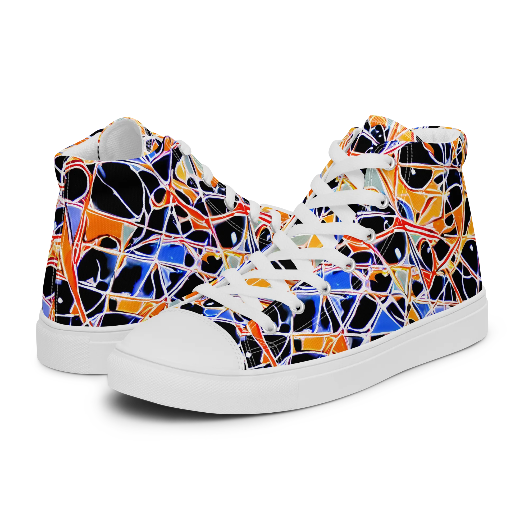 Static Eclipse on Men's High Top Canvas Shoes — Left