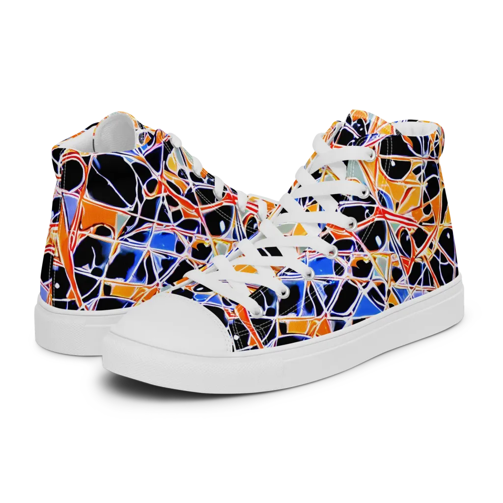 Static Eclipse on Men's High Top Canvas Shoes — Left