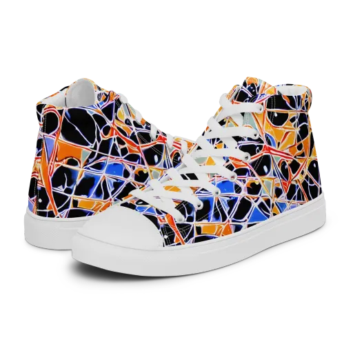 Static Eclipse on a Men's High Top Canvas Shoes