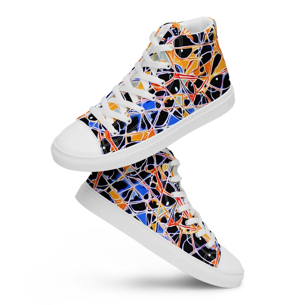 Static Eclipse on Men's High Top Canvas Shoes — Front