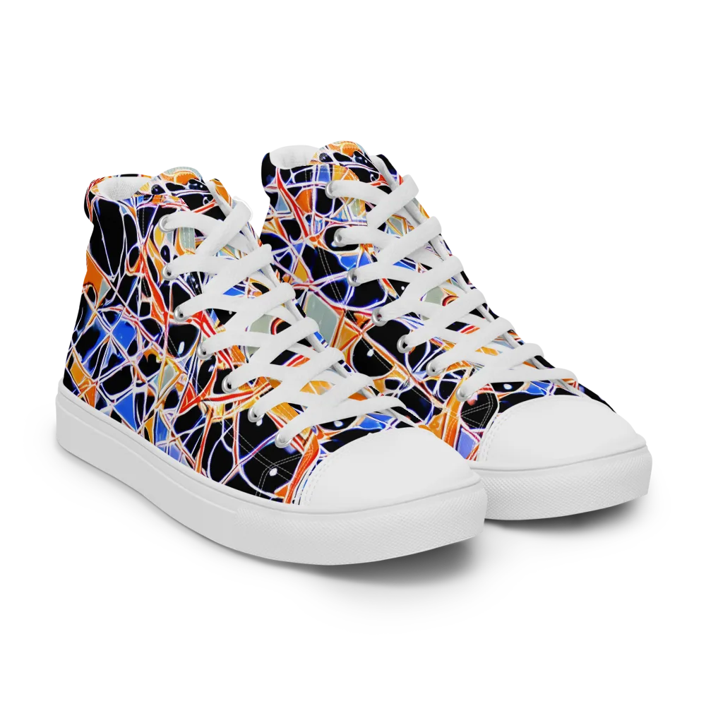 Static Eclipse on Women's High Top Canvas Shoes — Right Front