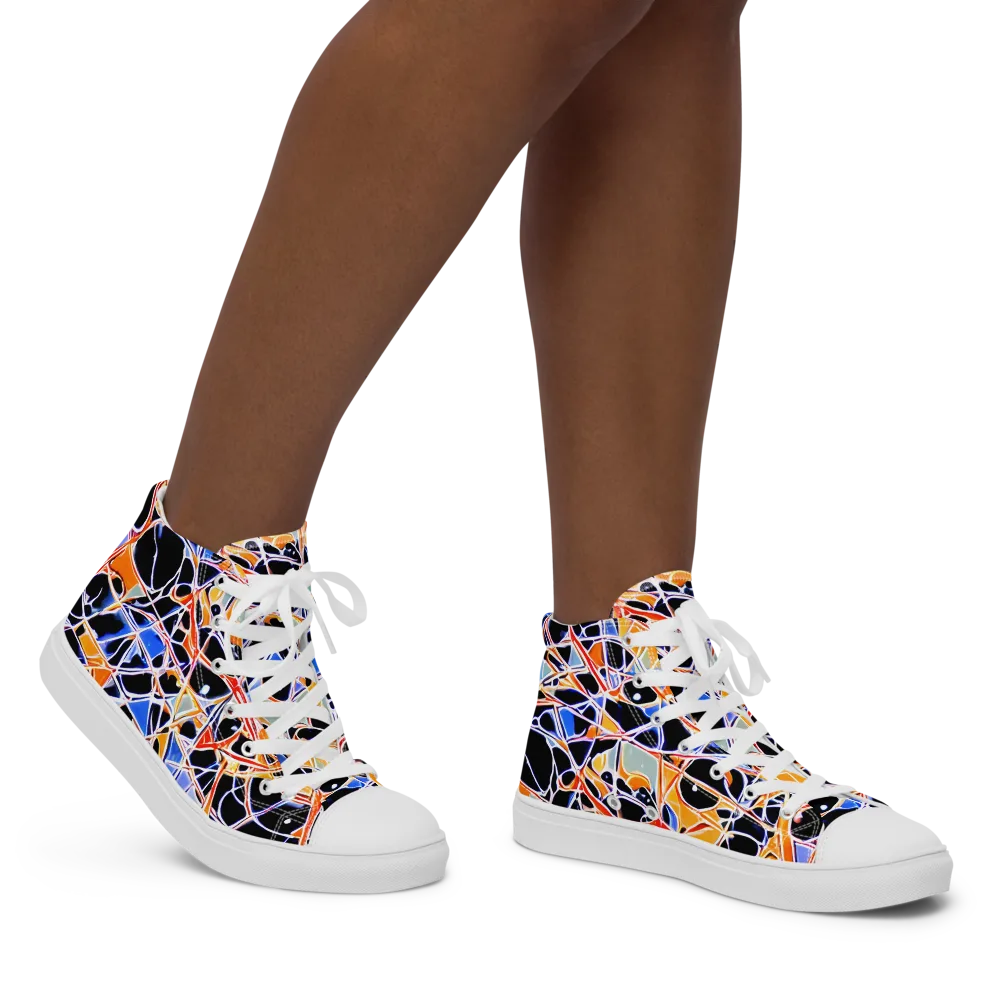 Static Eclipse on Women's High Top Canvas Shoes — Right