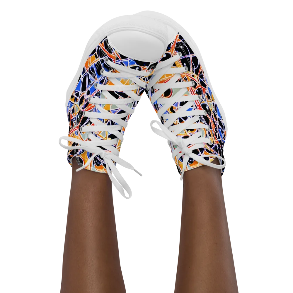 Static Eclipse on Women's High Top Canvas Shoes — Front