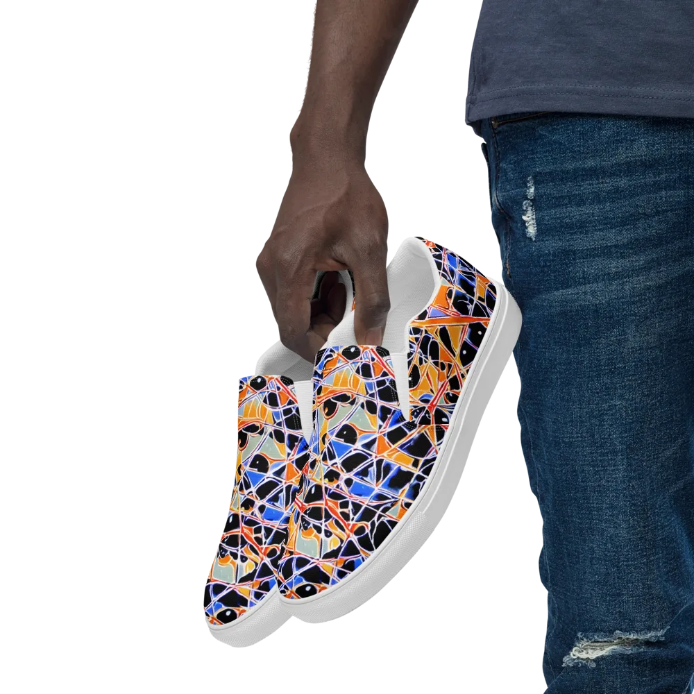Static Eclipse on Men's Slip-On Canvas Shoes — Left Front