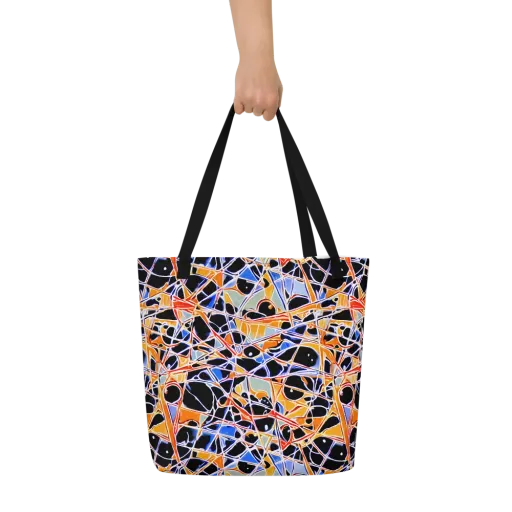 Static Eclipse on a Large Tote Bag W/ Pocket