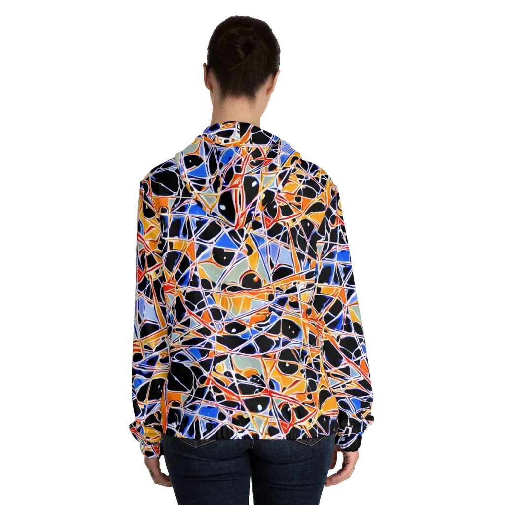Static Eclipse on Women's Full-Zip Hoodie — Back On Person