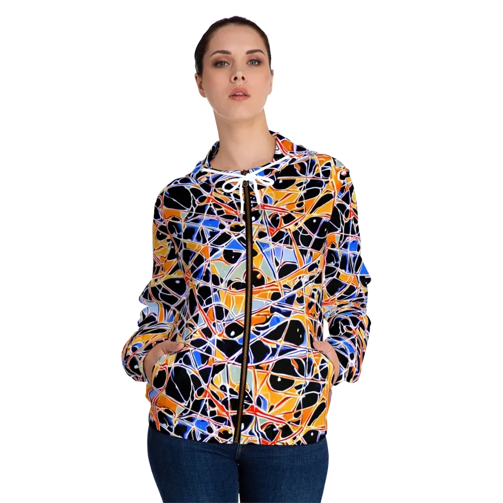 Static Eclipse on Women's Full-Zip Hoodie — Front On Person