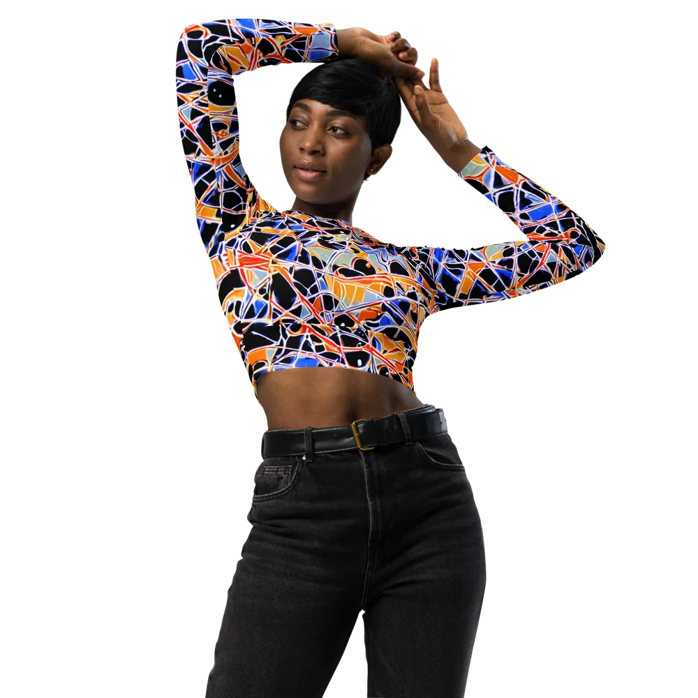 Static Eclipse on Long Sleeve Crop Top — Front