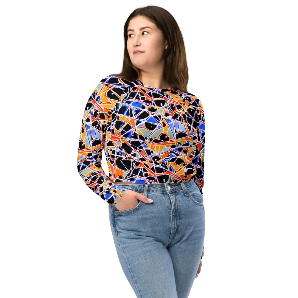 Static Eclipse on Long Sleeve Crop Top — Front