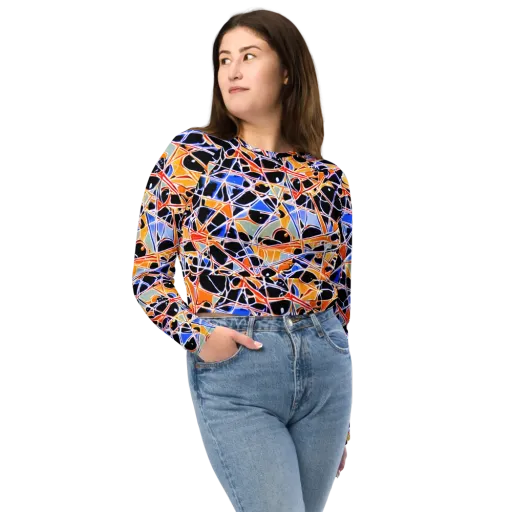 Static Eclipse on a Long Sleeve Crop Top