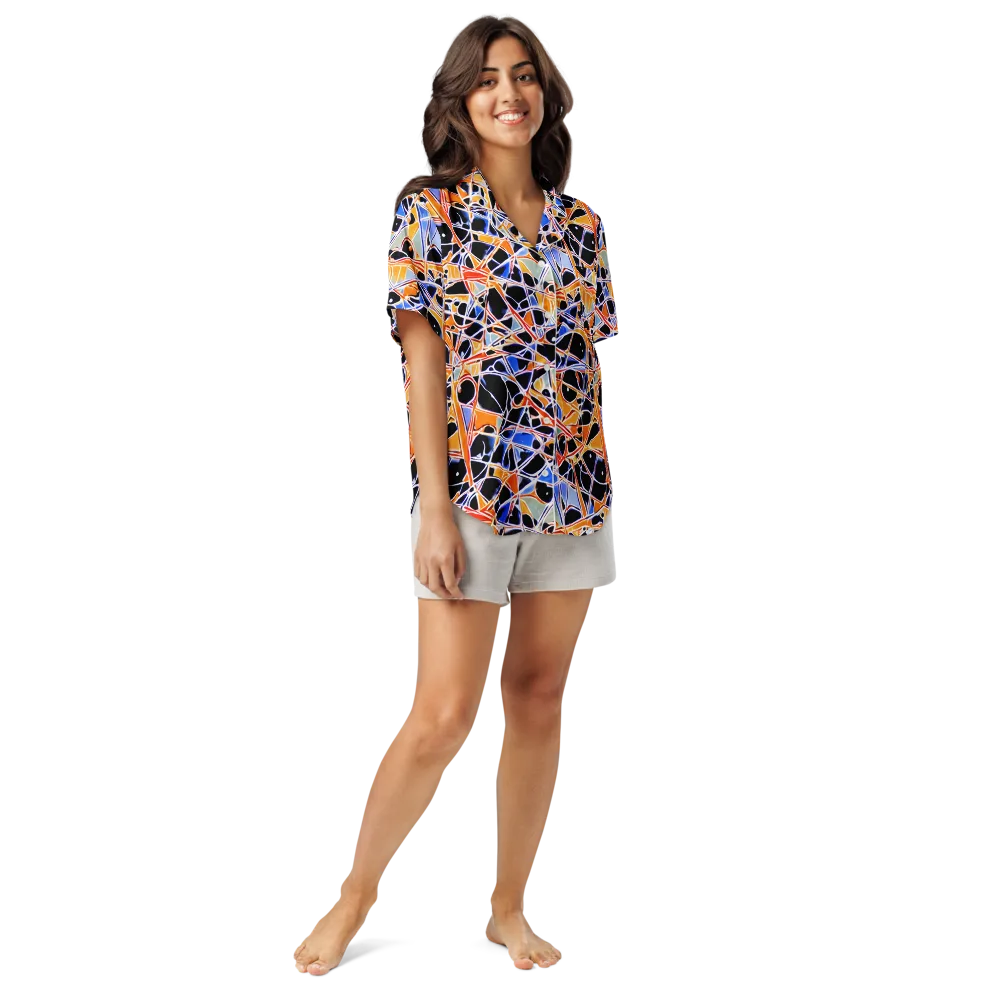 Static Eclipse on Women's Short Sleeve Pajama Top — Front