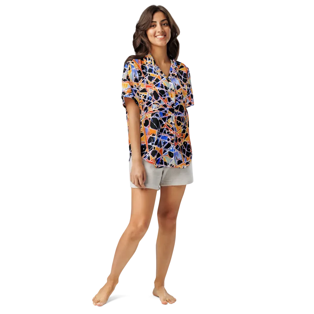 Static Eclipse on Women's Short Sleeve Pajama Top — Front