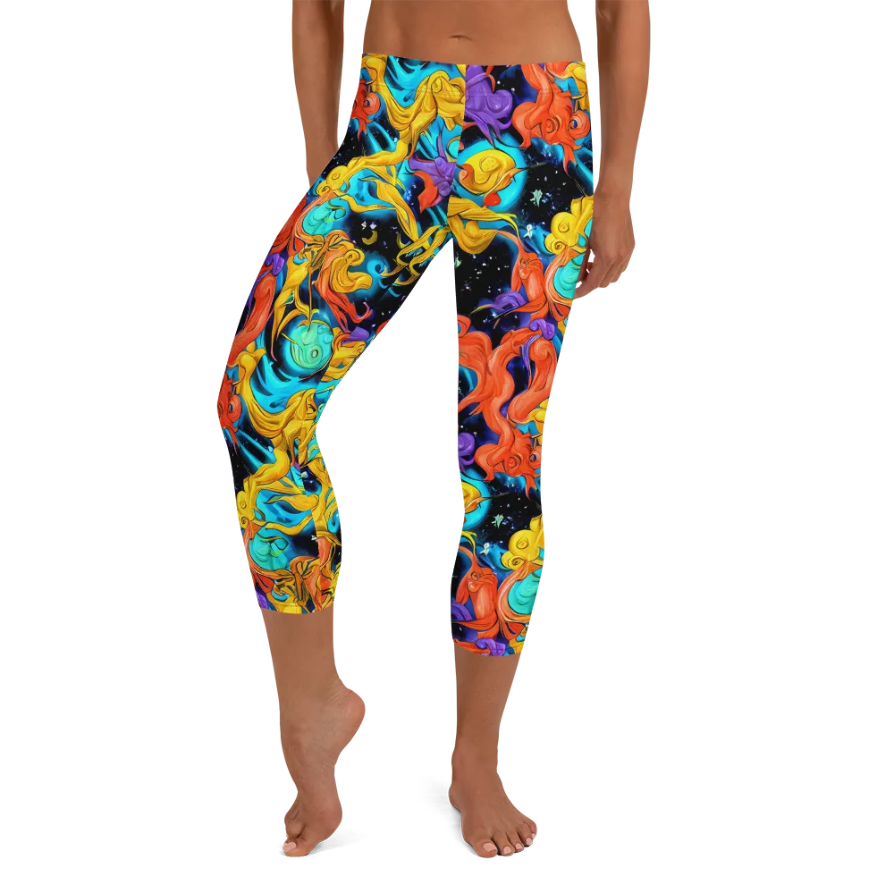 Tidal Dreams on Capri Leggings — Front