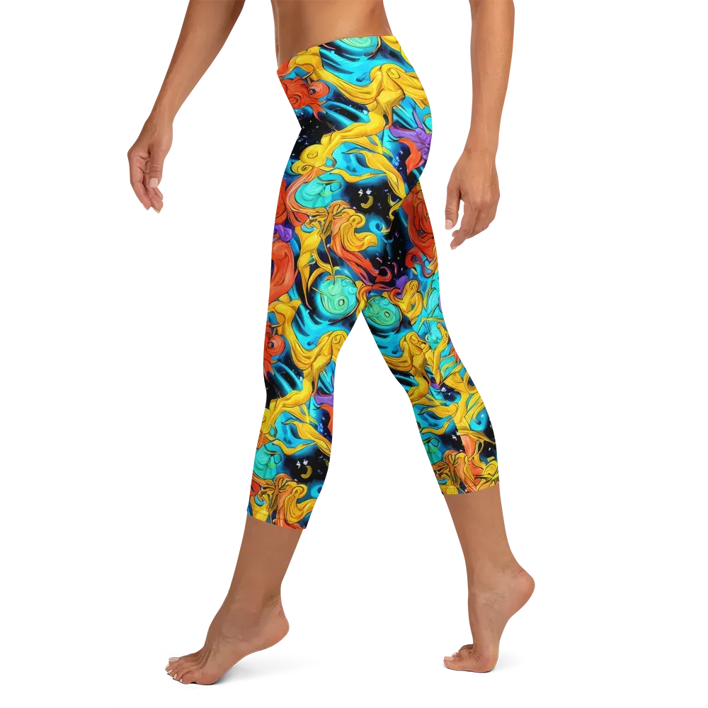 Tidal Dreams on Capri Leggings — Left