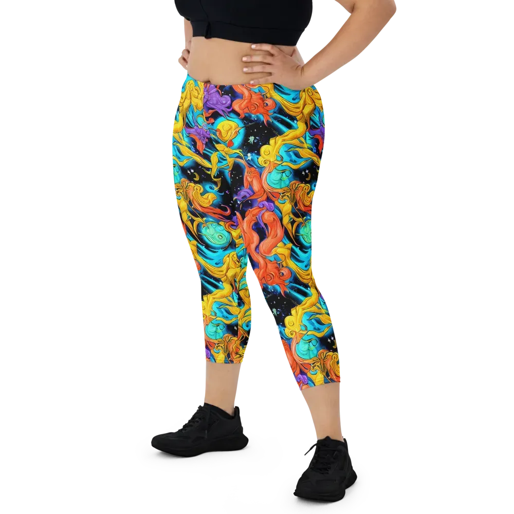 Tidal Dreams on Capri Leggings — Front