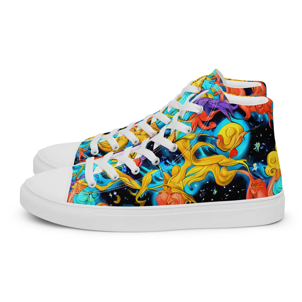 Tidal Dreams on Men's High Top Canvas Shoes — Left