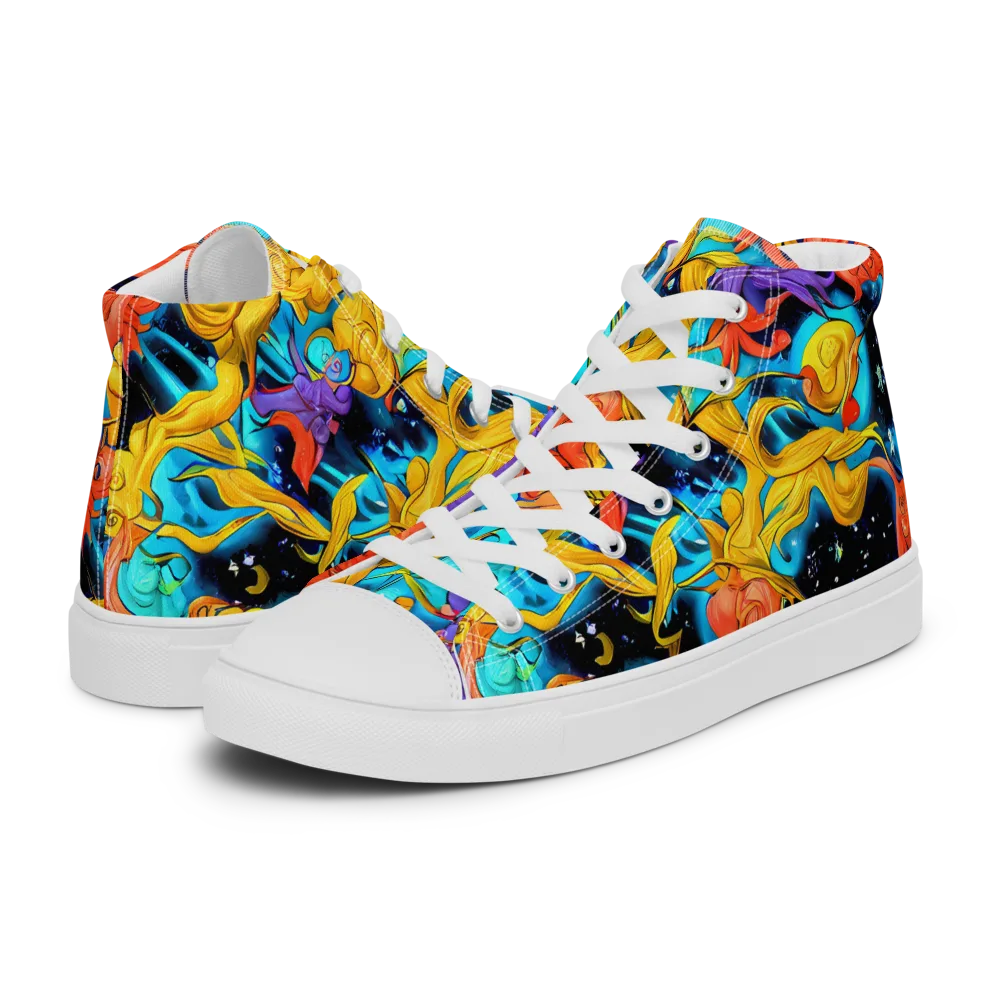 Tidal Dreams on Men's High Top Canvas Shoes — Left