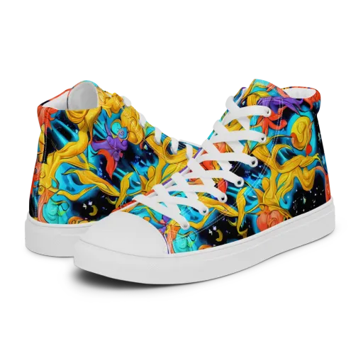 Tidal Dreams on a Men's High Top Canvas Shoes