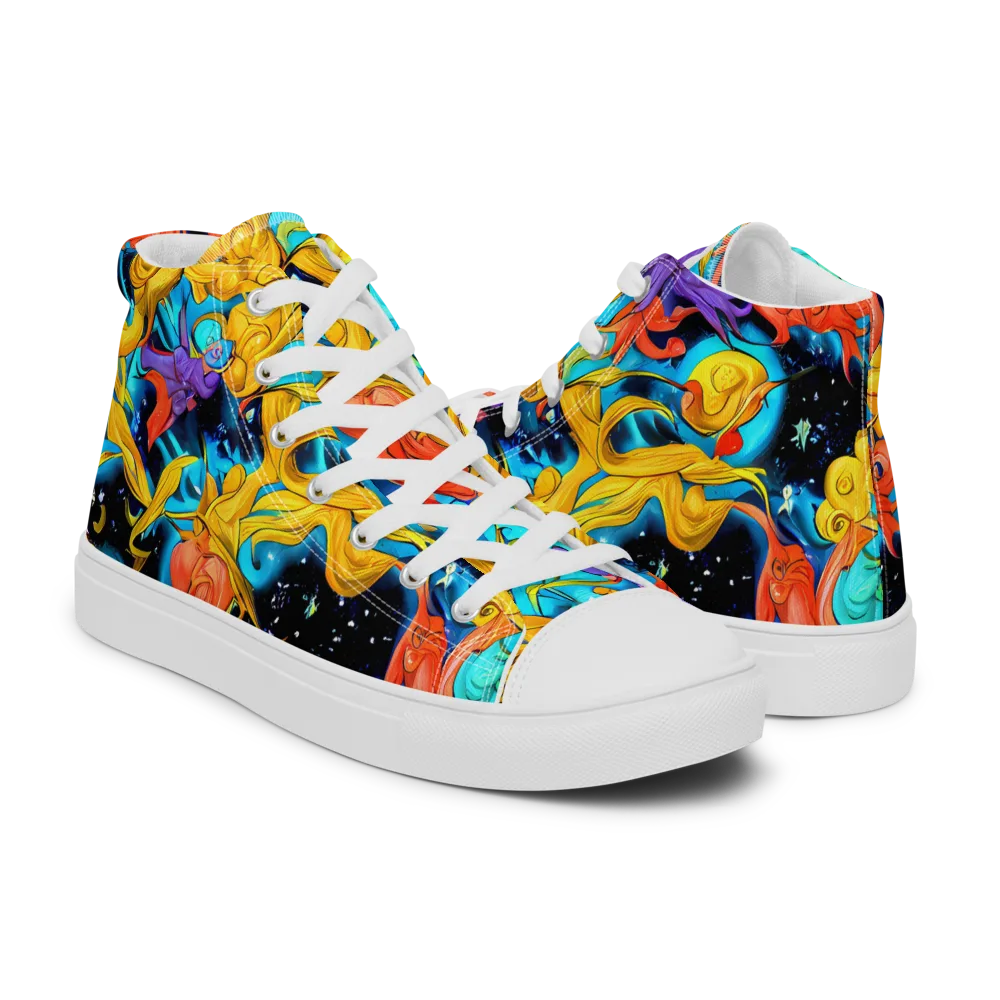 Tidal Dreams on Men's High Top Canvas Shoes — Right