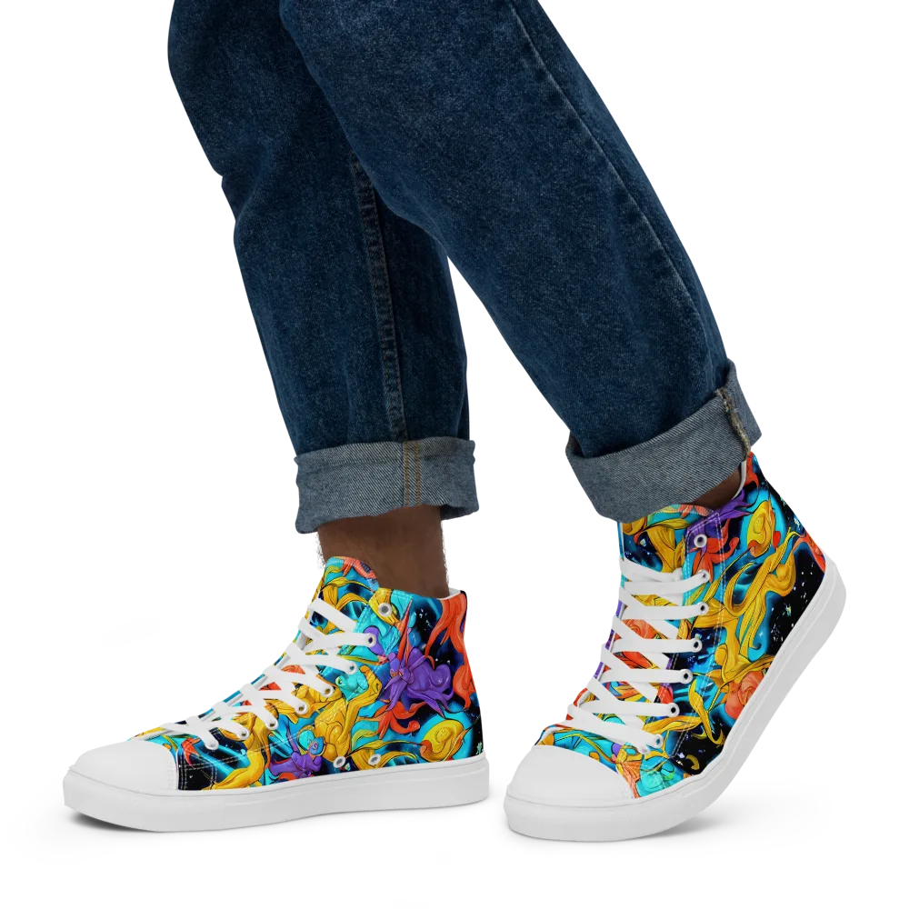 Tidal Dreams on Men's High Top Canvas Shoes — Left
