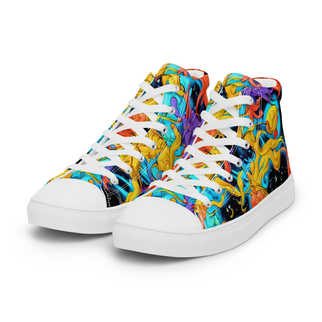 Tidal Dreams on Women's High Top Canvas Shoes — Left Front