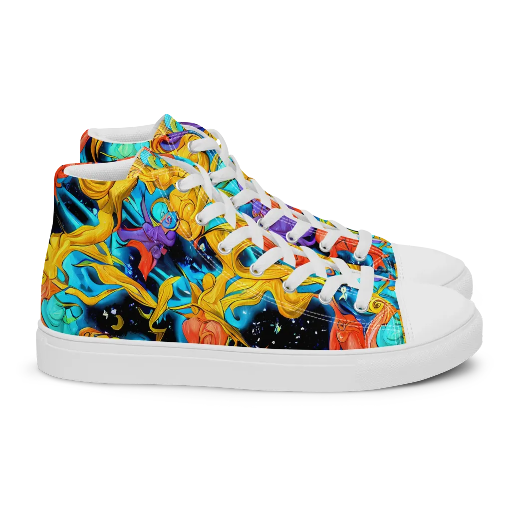 Tidal Dreams on Women's High Top Canvas Shoes — Right