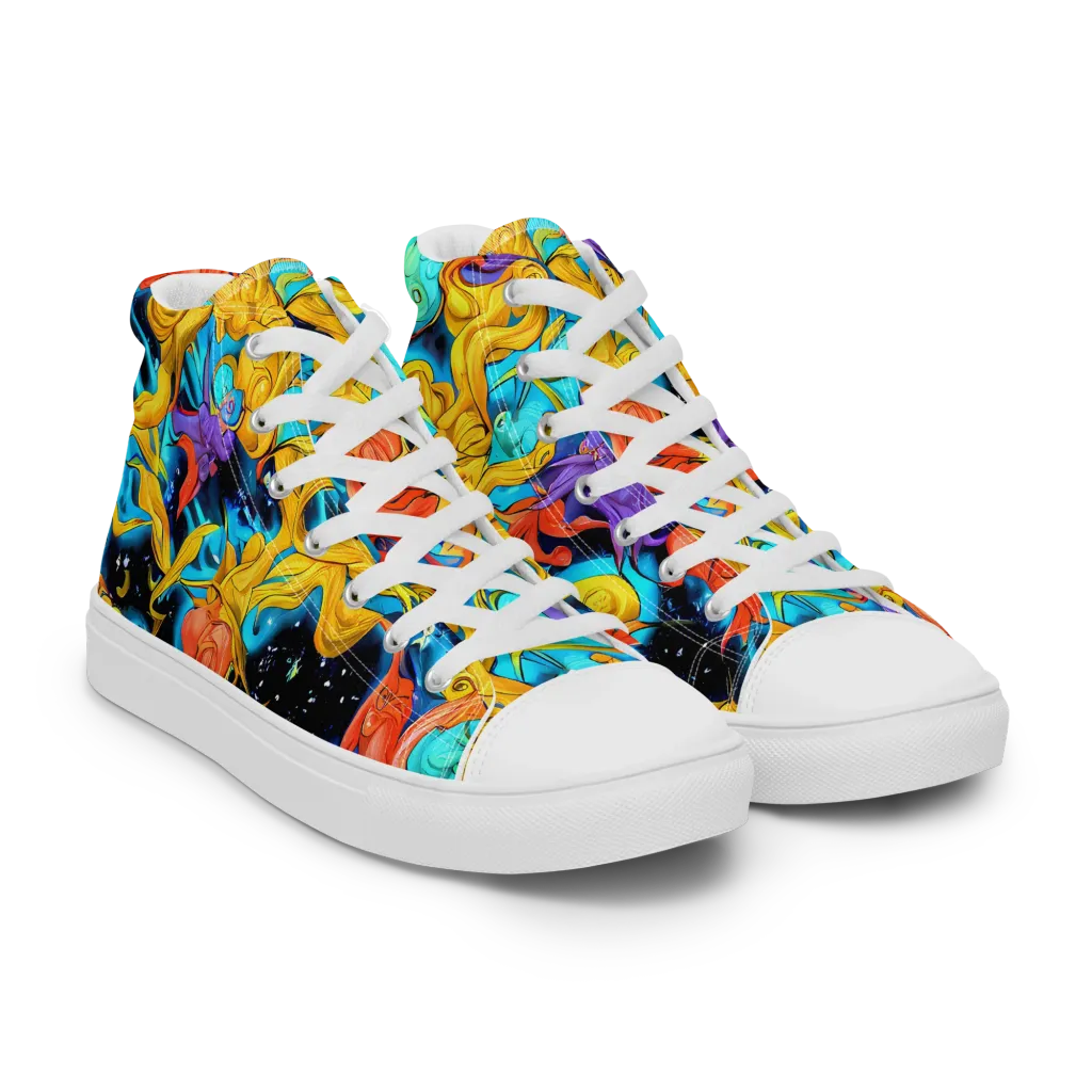 Tidal Dreams on Women's High Top Canvas Shoes — Right Front