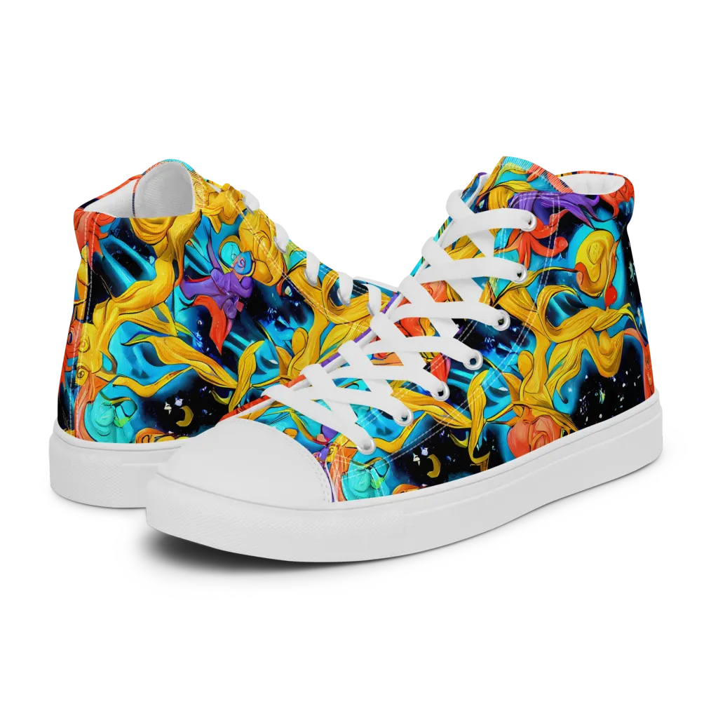 Tidal Dreams on Women's High Top Canvas Shoes — Left