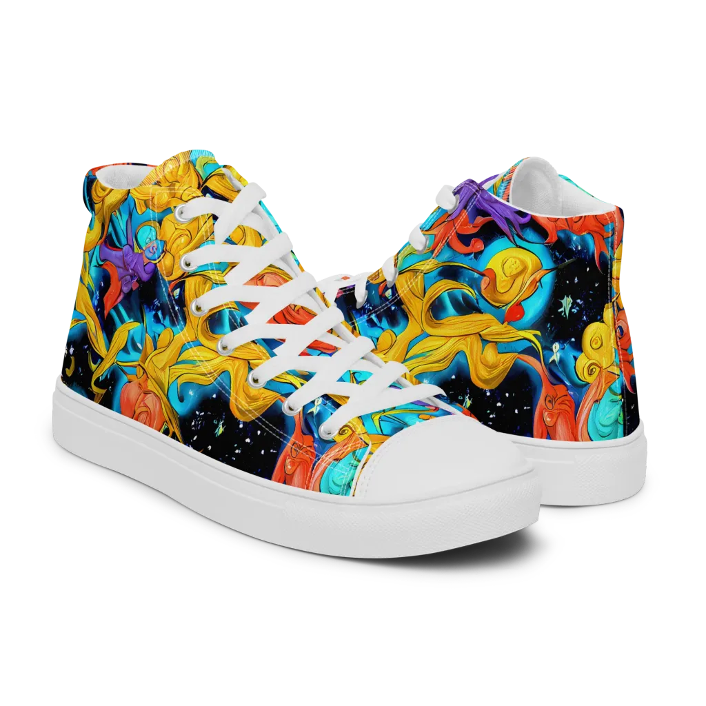 Tidal Dreams on Women's High Top Canvas Shoes — Right