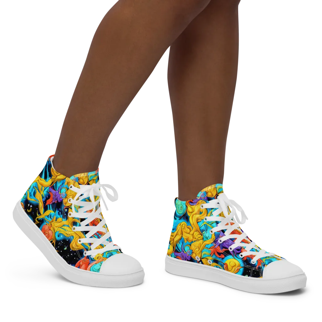 Tidal Dreams on Women's High Top Canvas Shoes — Right