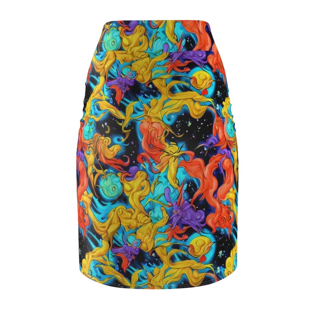 Tidal Dreams on Pencil Skirt — Back