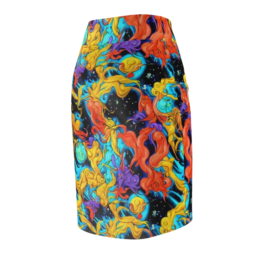 Tidal Dreams on Pencil Skirt — Back Side