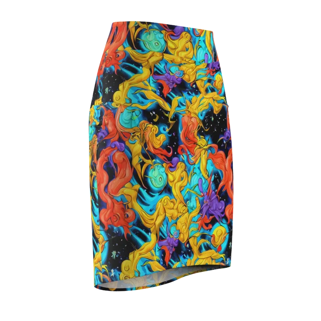Tidal Dreams on Pencil Skirt — Front Side