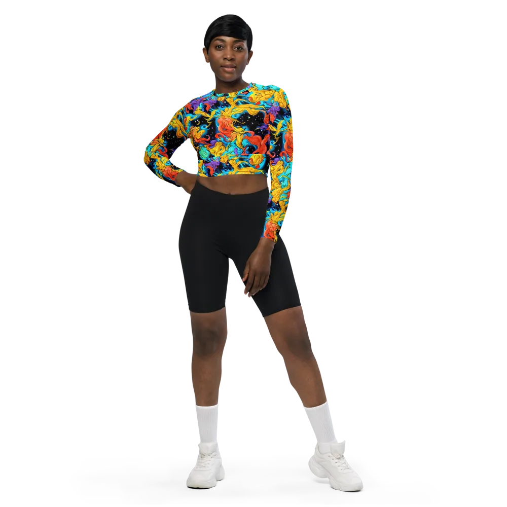 Tidal Dreams on Long Sleeve Crop Top — Front