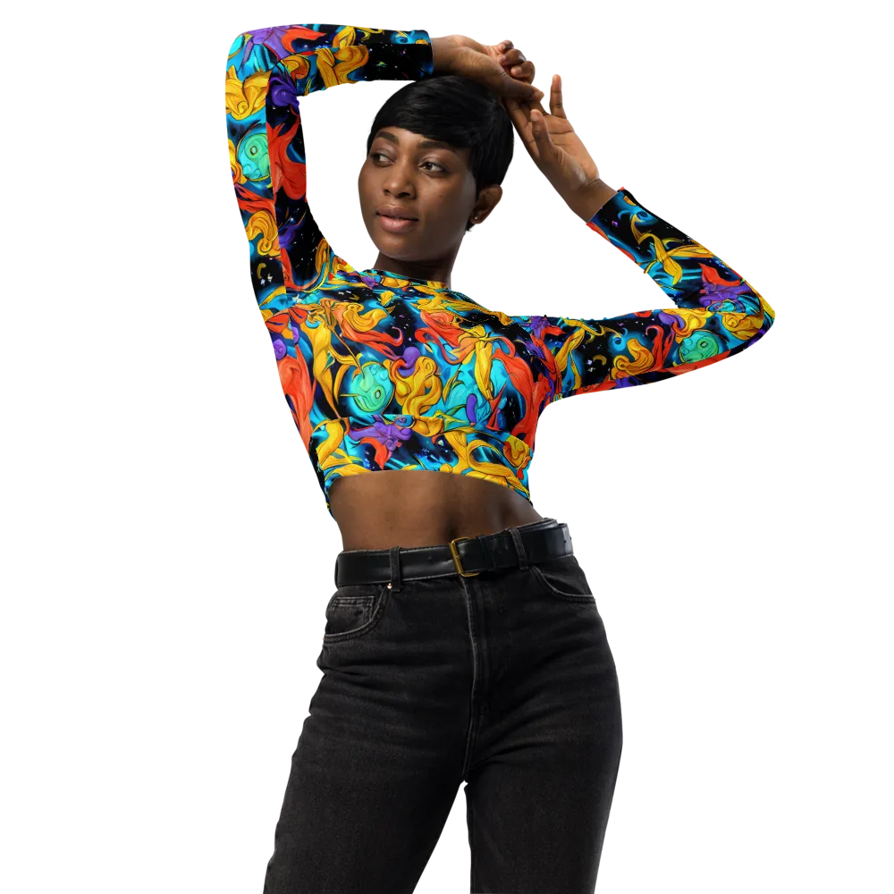 Tidal Dreams on Long Sleeve Crop Top — Front