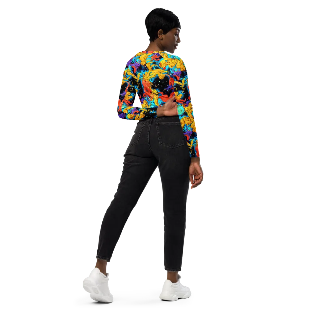 Tidal Dreams on Long Sleeve Crop Top — Right Back