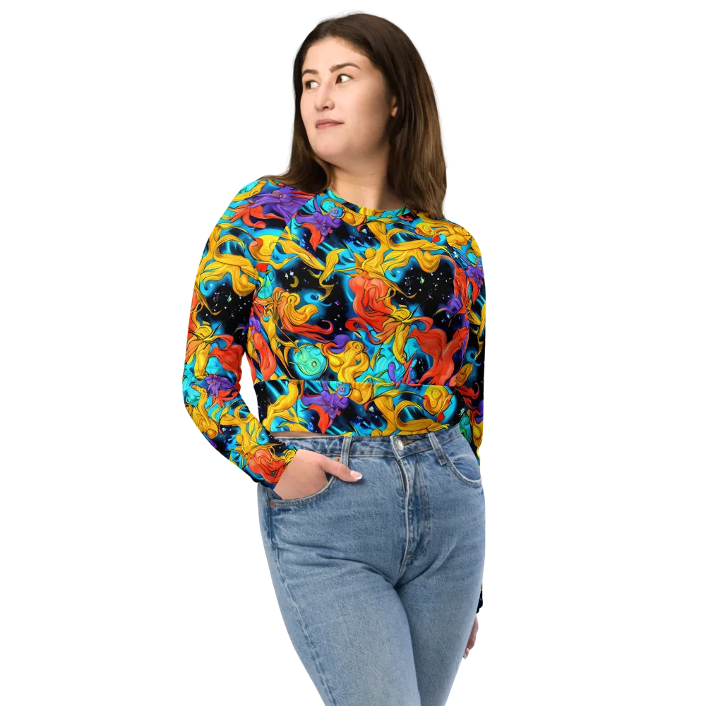 Tidal Dreams on Long Sleeve Crop Top — Front