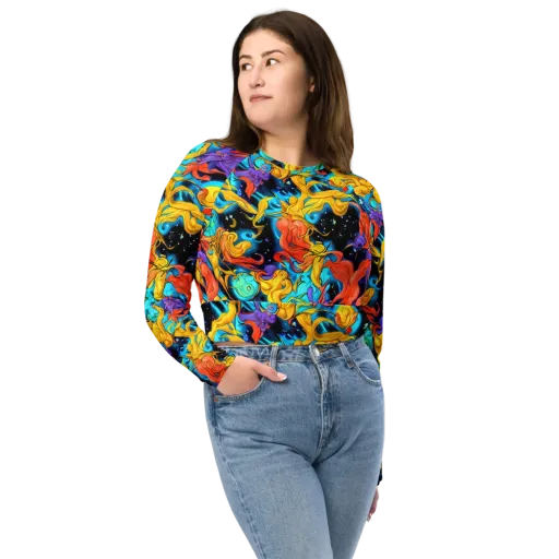 Tidal Dreams on a Long Sleeve Crop Top