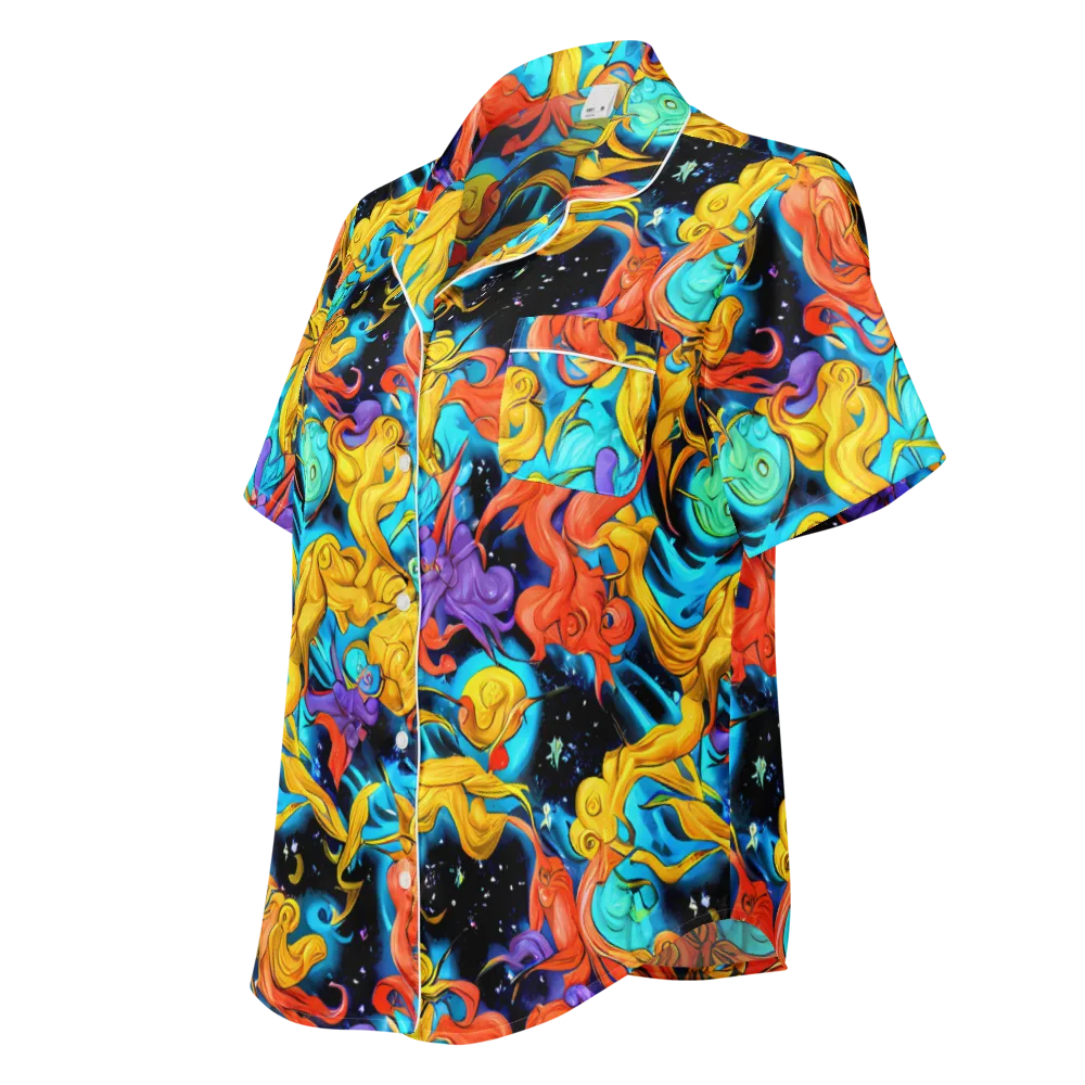 Tidal Dreams on Women's Short Sleeve Pajama Top — Left Front