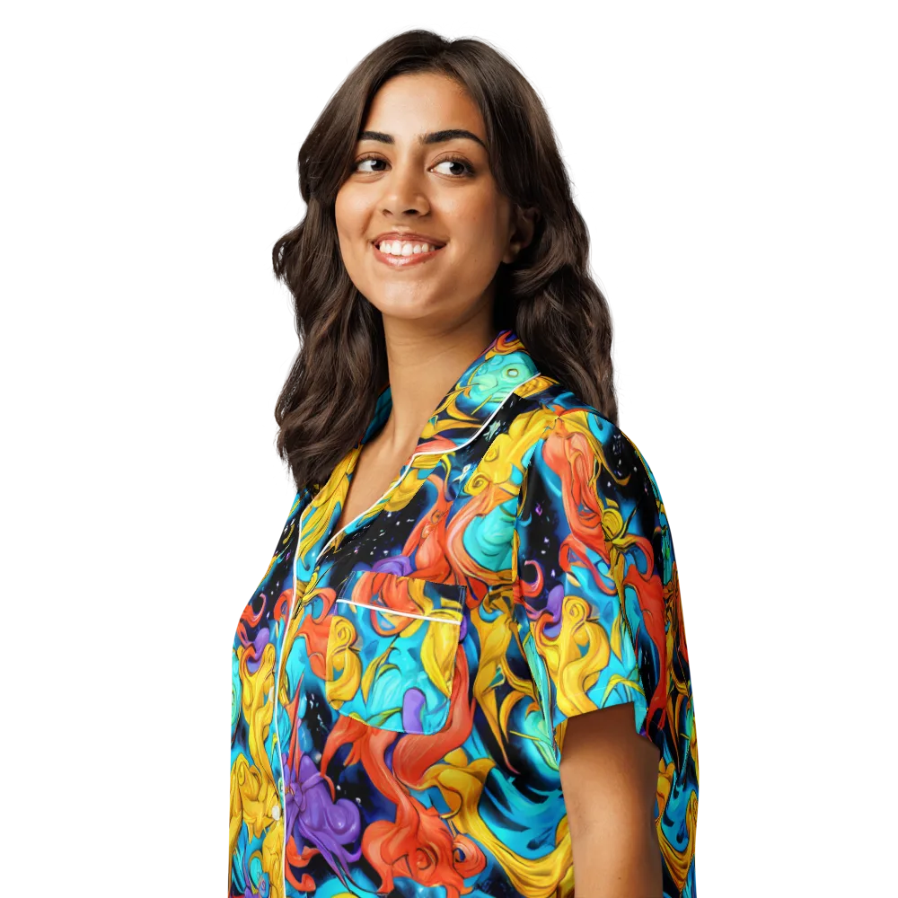 Tidal Dreams on Women's Short Sleeve Pajama Top — Left Front