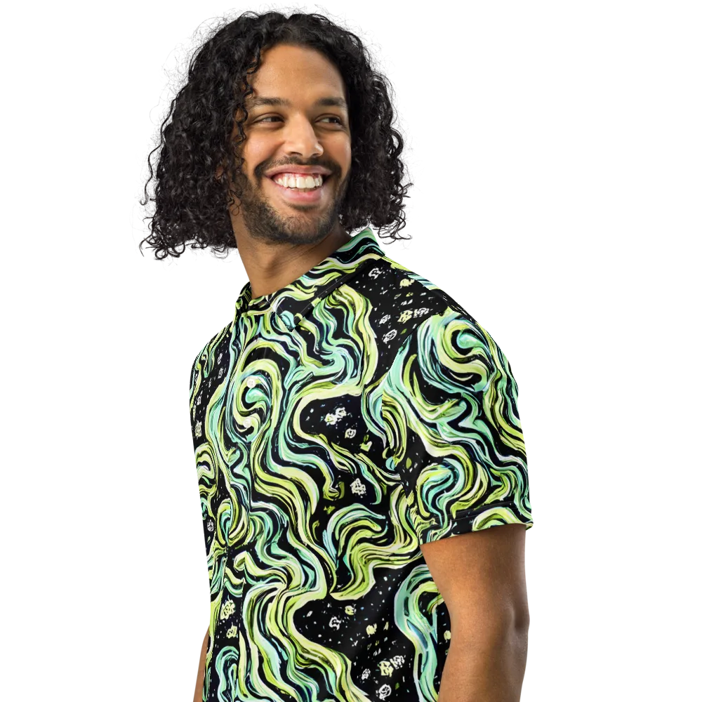 Celestial Slither on Men's Slim Fit Polo Shirt — Left Front