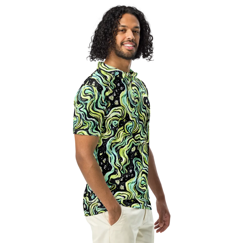 Celestial Slither on Men's Slim Fit Polo Shirt — Right Front