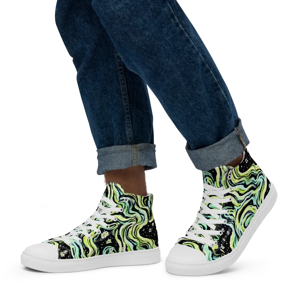 Celestial Slither on Men's High Top Canvas Shoes — Left