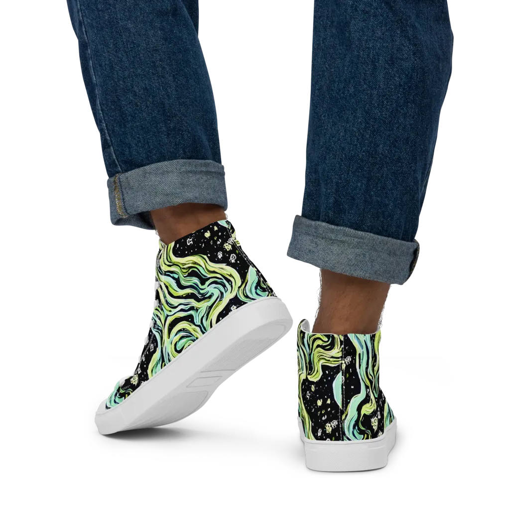 Celestial Slither on Men's High Top Canvas Shoes — Back