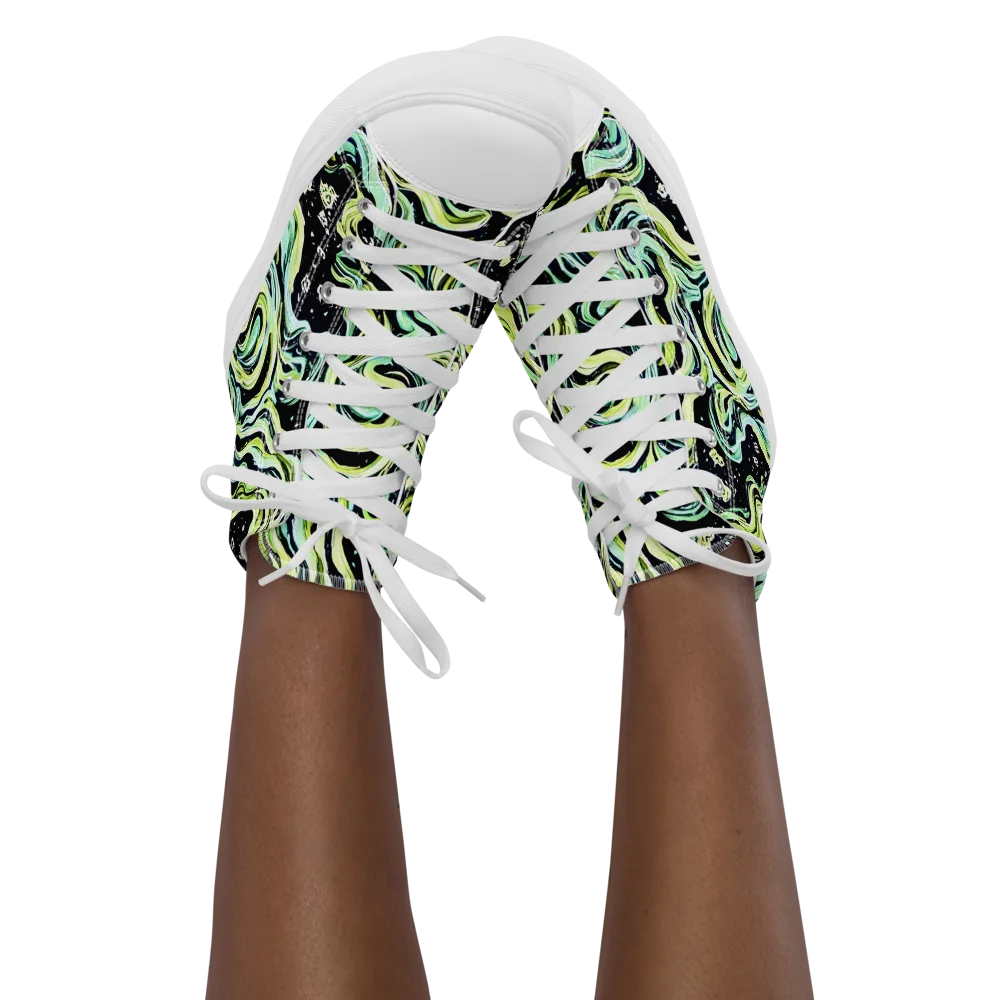 Celestial Slither on Women's High Top Canvas Shoes — Front